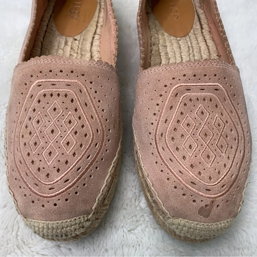 UGG 1100981 Women's Heidi Jasmine Perforated Espadrilles Shoes Flats Pink Size 8